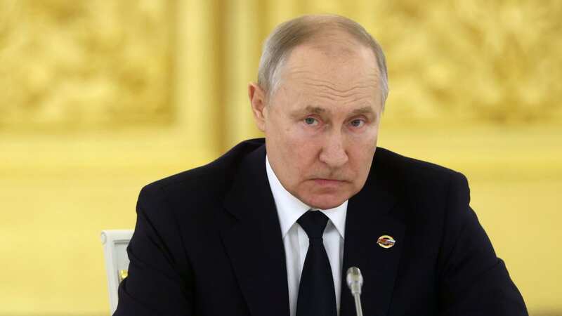 Russian President Vladimir Putin giving a speech at a Russian-Belarusian summit this week (Image: Getty Images)