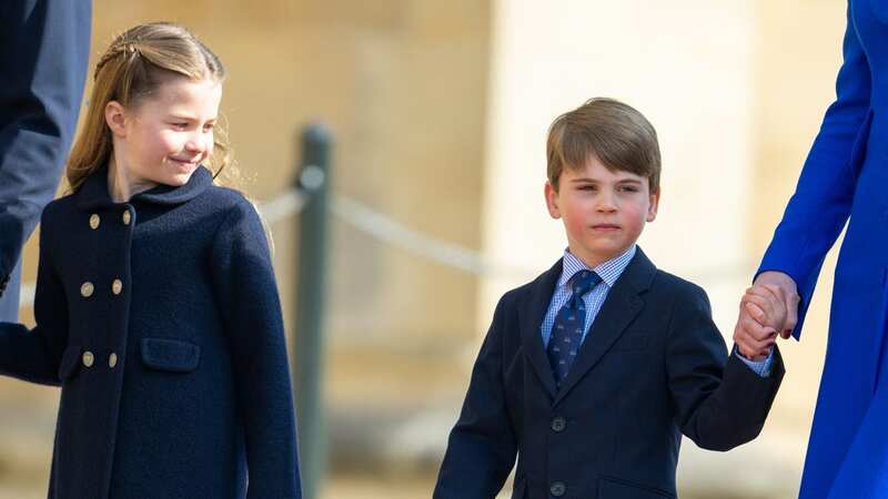Moment Charlotte laughs after looking dotingly at Louis before Easter service