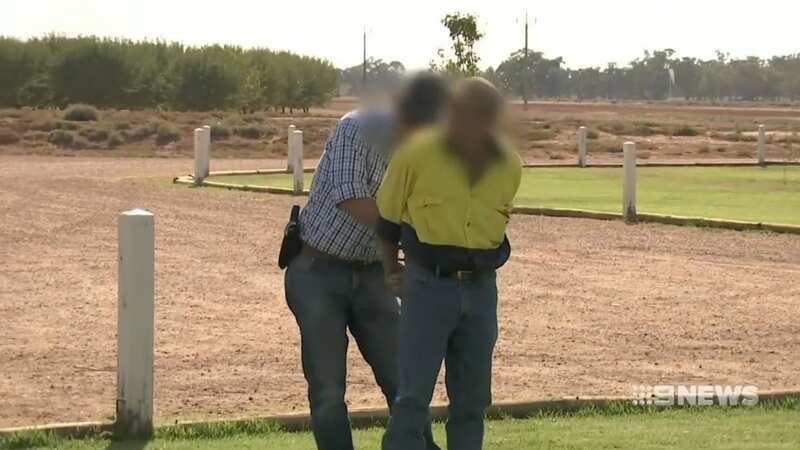 One of the incest Colt family members getting arrested by police (Image: 9NEWS)