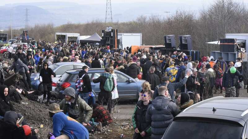 People at an illegal gathering on the Kenfig Industrial Estate, Margam, over the Easter bank holiday weekend (Image: WalesOnline reporter)