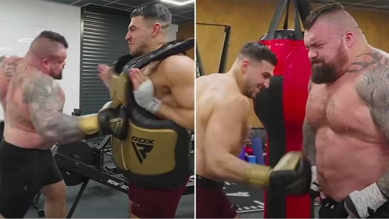 Tommy Fury trades body punches with 360lb ex-World