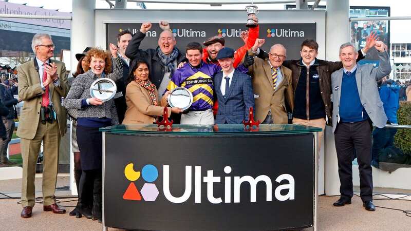 Cameron Sword (second right): one of the owners of Corach Rambler (Image: Steven Cargill/Jockey Club)