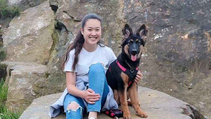 Melody Chen with her German Shepherd Mia (Image: Melody Chen / SWNS)