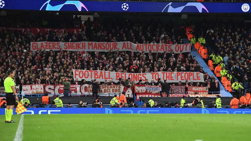 Bayern Munich fans unfurl banner with message for Glazers and Sheikh Mansour