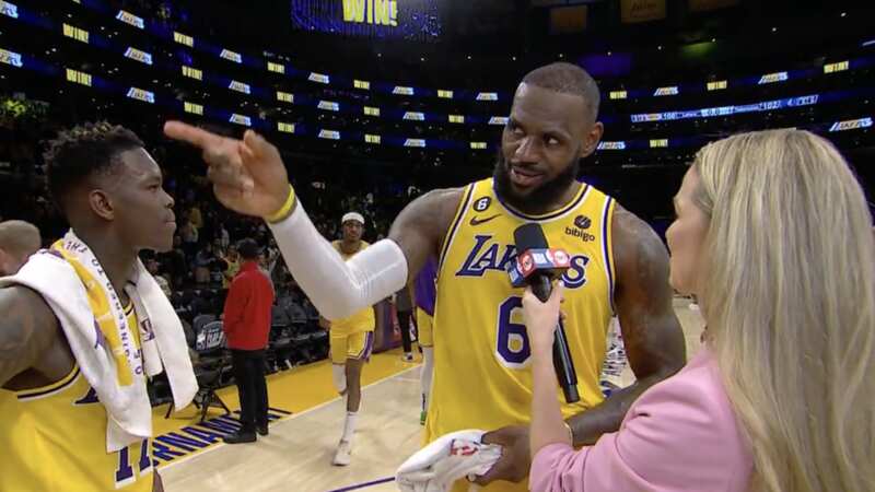 LeBron James jokingly called out team-mate Anthony Davis (Image: TNT Sports)