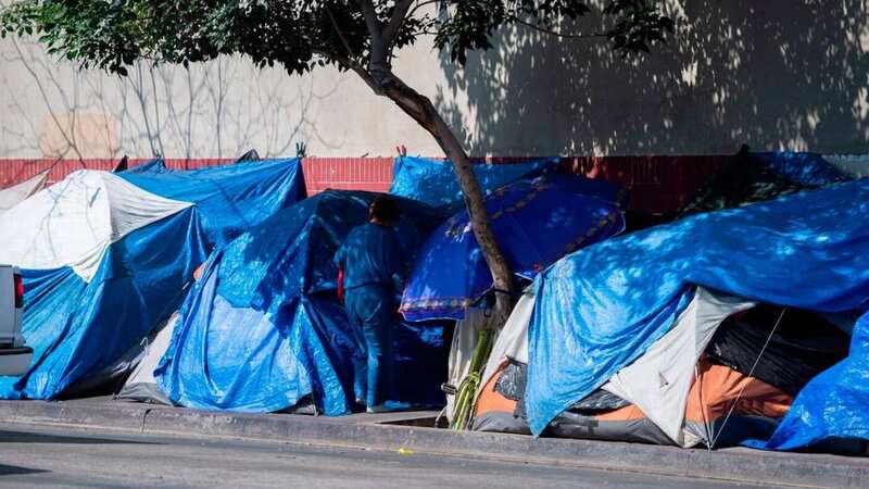 Tents line the street in Skid Row in Los Angeles, California on September 17, 2019 (Image: AFP via Getty Images)