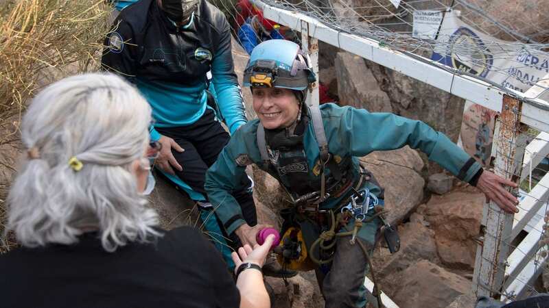 Beatriz Flamini leaves a cave in Los Gauchos, near Motril, Spain (Image: AFP via Getty Images)