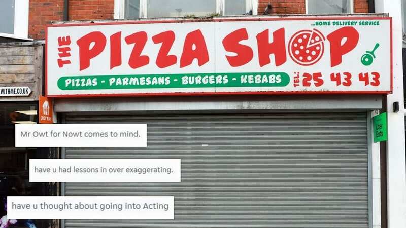 The Pizza Shop in MIddlesbrough has left people laughing with their sarcastic and sharp comebacks to JustEat reviewers (Image: Teesside Live/Just Eat)