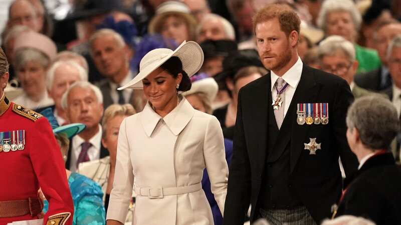 Prince Harry and Meghan attending the National Service of Thanksgiving last June (Image: POOL/AFP via Getty Images)