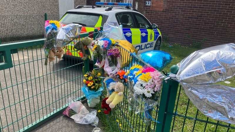 Teddy bears and flowers have been left outside the home of a family whose baby boy died during a bathtime tragedy (Image: Robert Sutcliffe/Reach)