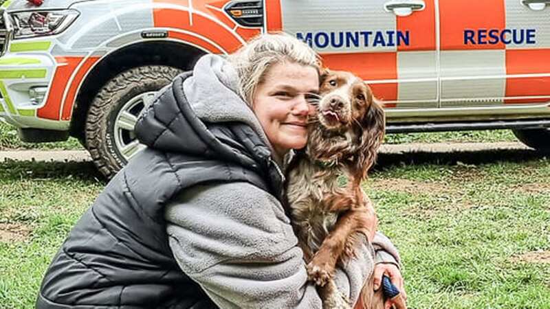 Moment dog reunited with tearful owner after falling more than 100ft off cliff