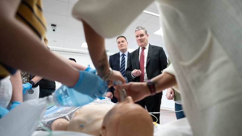 Keir Starmer and shadow health secretary Wes Streeting watched nurses get CPR training in a clinical simulation ward at the University of York this week (Image: PA)