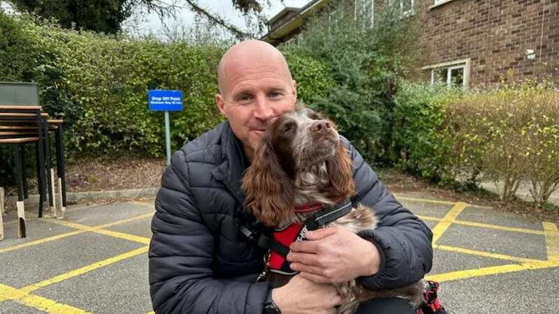 Giddy now lives with handler Alex Daw full-time (Image: West Midlands Fire Service/ SWNS)