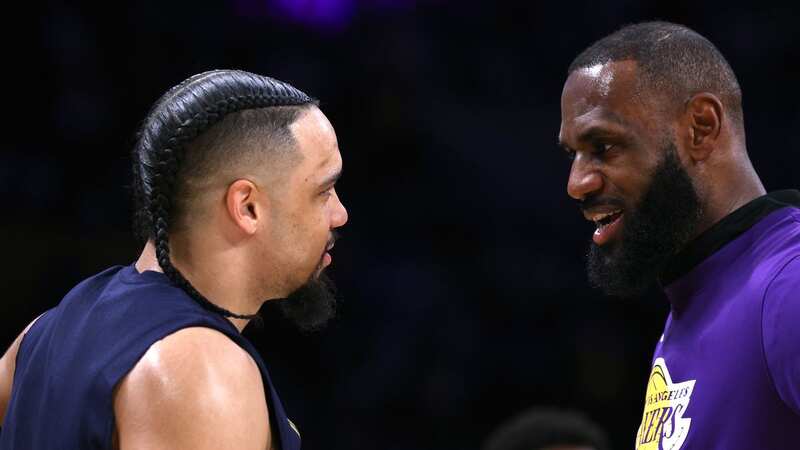 LA Lakers star LeBron James emerged victorious despite being hit in the groin by Dillion Brooks (Image: Twitter@https://twitter.com/LakeShowYo/status/1649979751459856384?ref_src=twsrc%5Etfw%7Ctwcamp%5Etwe)