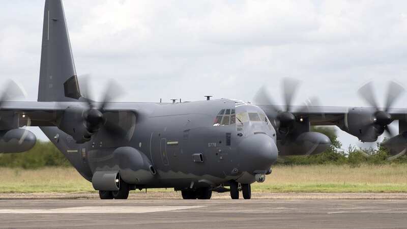 An RAF Hercules C-130J, similar to the plane seen here, was spotted flying north of Khartoum (Image: Rex Features)