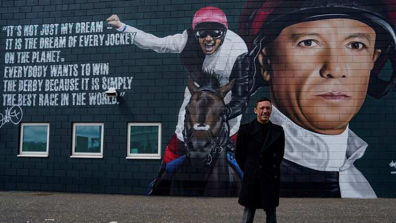 Frankie Dettori was surprised to find a giant mural of him at Epsom racecourse (Image: John Hoy/The Jockey Club)