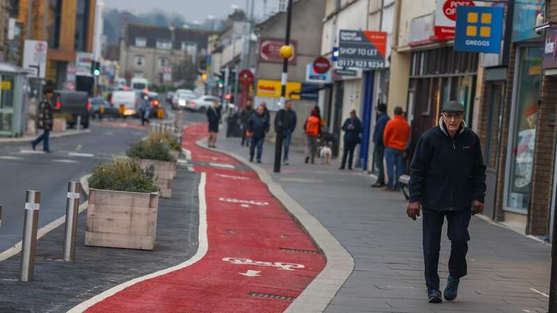 The new cycle lanes were installed with a raised curb on either side of the road in Keynsham last December (Image: PAUL GILLIS / Reach PLC)