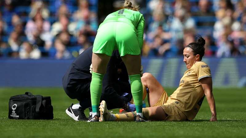 Lucy Bronze receiving treatment during the first leg