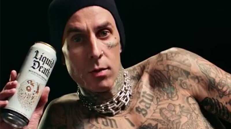 Travis Barker divides fans as he poses naked in advert for canned water brand