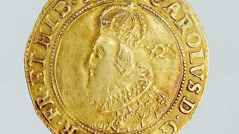 The highly valuable Charles I gold Unite (20 shillings) coin dates back to circa 1625 (Image: Hansons / SWNS)