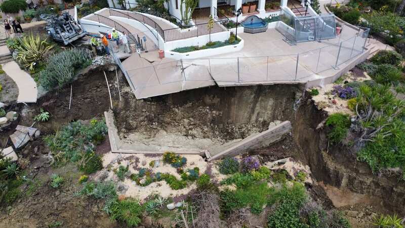 Landslide pictured in San Clemente. This happened within the last hour at Casa Romantica officials say. Rail service suspended