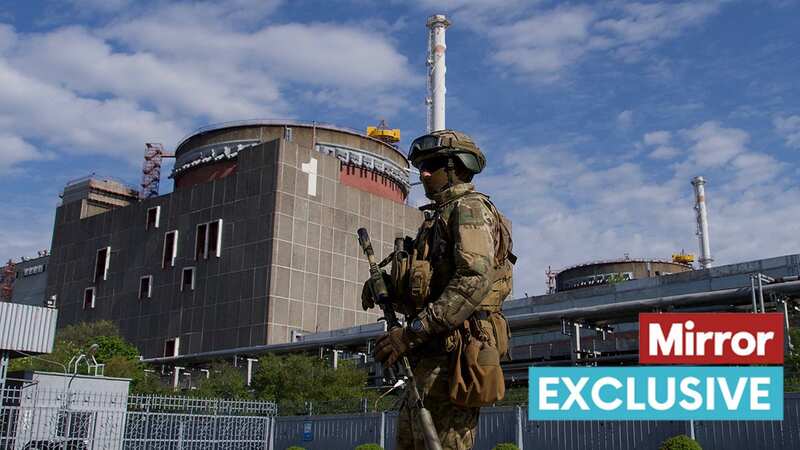 A Russian serviceman patrols the territory of the Zaporizhzhia Nuclear plant (Image: AFP via Getty Images)