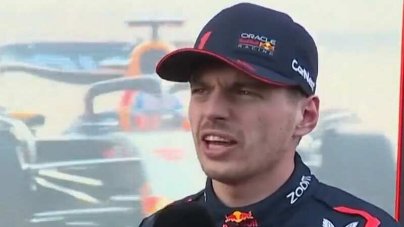 Max Verstappen reacted to being beaten to pole by Charles Leclerc (Image: Sky Sports)