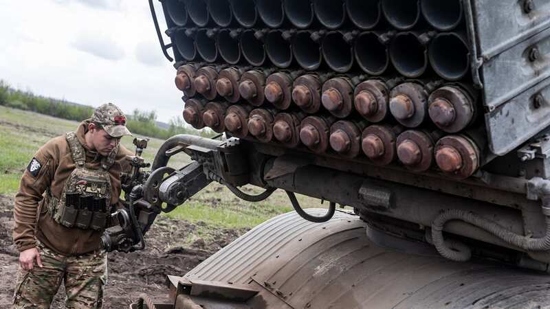 Ukrainian soldiers enter coordinates to fire grad missiles from a BM-21 towards Bakhmut (Image: Anadolu Agency via Getty Images)