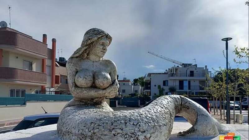 This mermaid statue has caused controversy in a Southern Italian town (Image: Monopoli Times)
