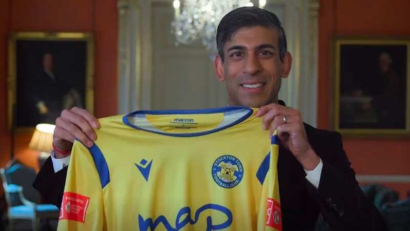 Rishi Sunak wished Stockton Town well before their play-off final against Long Eaton (Image: @Matt_VickersMP)