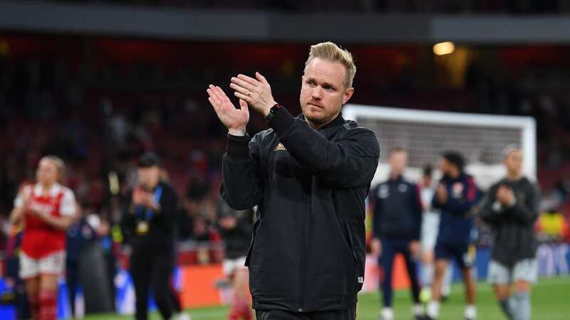 Jonas Eidevall applauding the crowd after Arsenal lost out in a semi-final thriller
