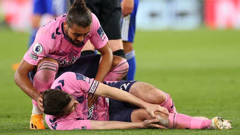 Seamus Coleman left the field with a knee injury against Leicester on Monday (Image: (Photo by Marc Atkins/Getty Images))