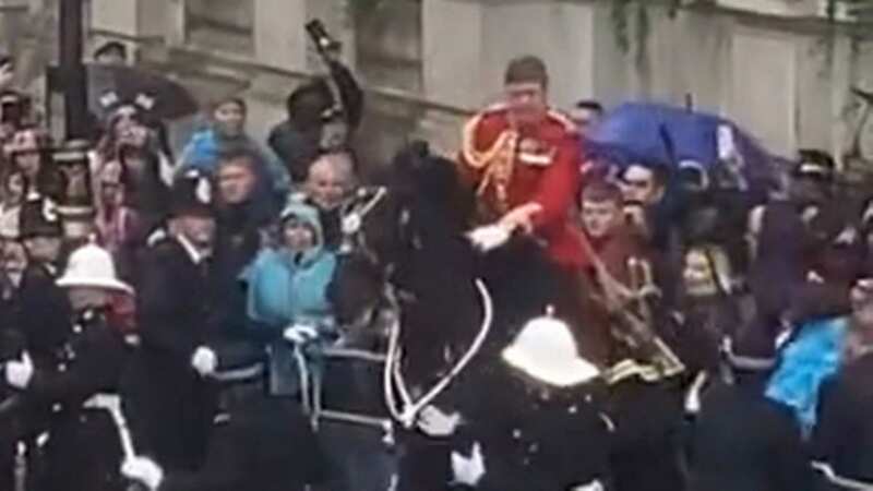 Out-of-control horse careers backwards into crowd during Coronation procession