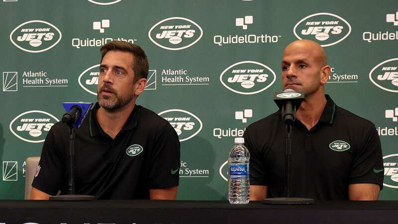 Robert Salah (right) has hit out at a "tired narrative" surrounding Aaron Rodgers (Image: Elsa/Getty Images)