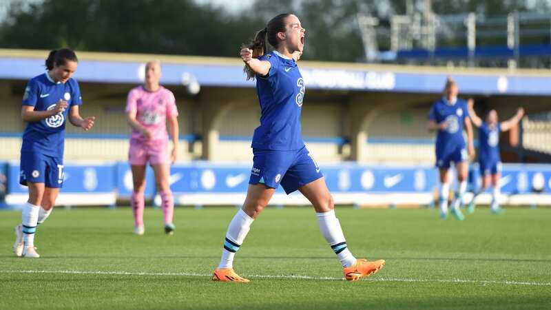 Guro Reiten of Chelsea celebrates after giving Chelsea the lead