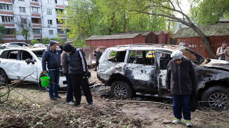A view of a damaged cars after night attack by Russian Iranian made drones in Kyiv (Image: Anadolu Agency via Getty Images)