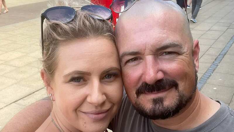 Lisa Dewey, pictured with husband Lee, says she developed an allergy to nail products (Image: Lisa Dewey / SWNS)