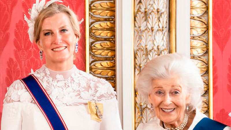 Princess Alexandra (right) joined the King and Queen for the official portrait (Image: PA)