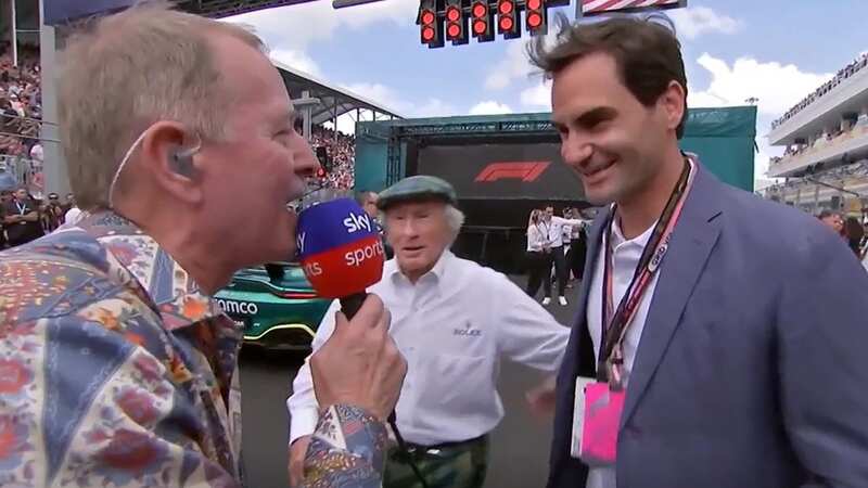 Sir Jackie Stewart was confronted by a security guard on the Miami GP grid (Image: Sky Sports)