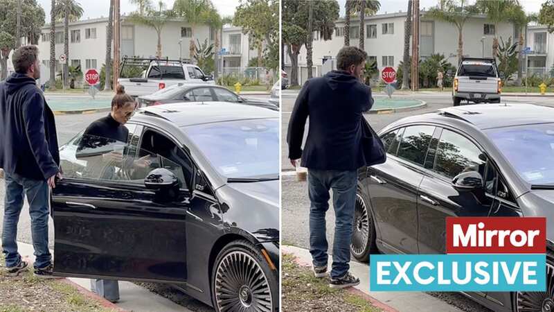 Jennifer Lopez and Ben Affleck seemed to have a tense exchange (Image: Backgrid)