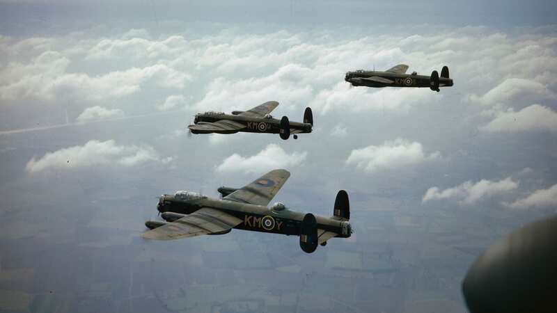 Lancaster bombers flying in formation during WWII (Image: IWM via Getty Images)