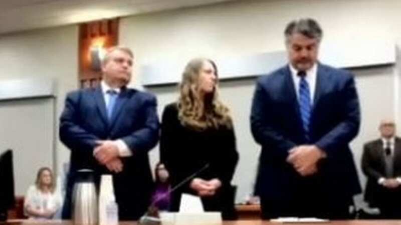 Lori Vallow Daybell stands emotionless as she is found guilty of murder (Image: Youtube)
