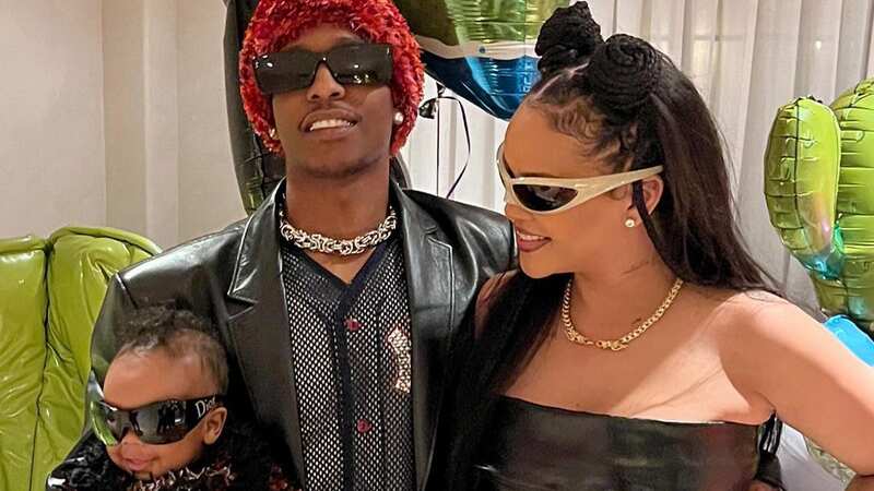 A$AP Rocky and Rihanna with baby RZA