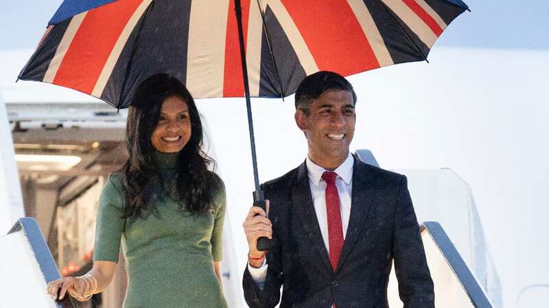 Rishi Sunak and Akshata Murty saw their wealth plummet by £200million in a year, it is estimated (Image: AP)