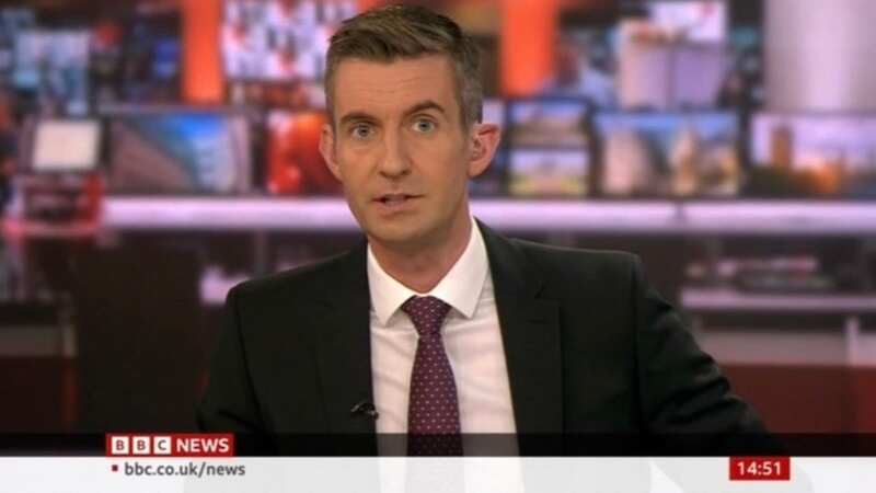 BBC newsreader Ben Thompson hailed the make-up team for covering his facial injuries (Image: Twitter)