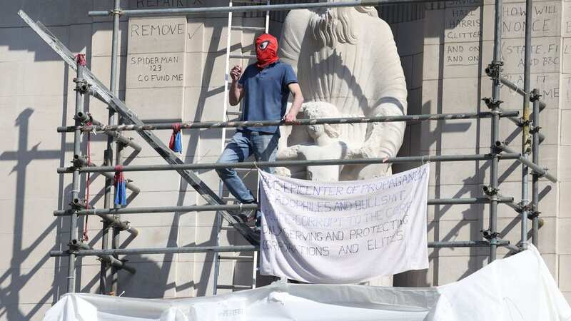 A man has been arrested following damage to a controversial state at BBC headquarters (Image: Ian Vogler / Daily Mirror)