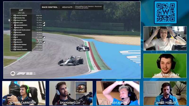 The moment Albon was disqualified from the race (Image: WilliamsEsports/Twitch)