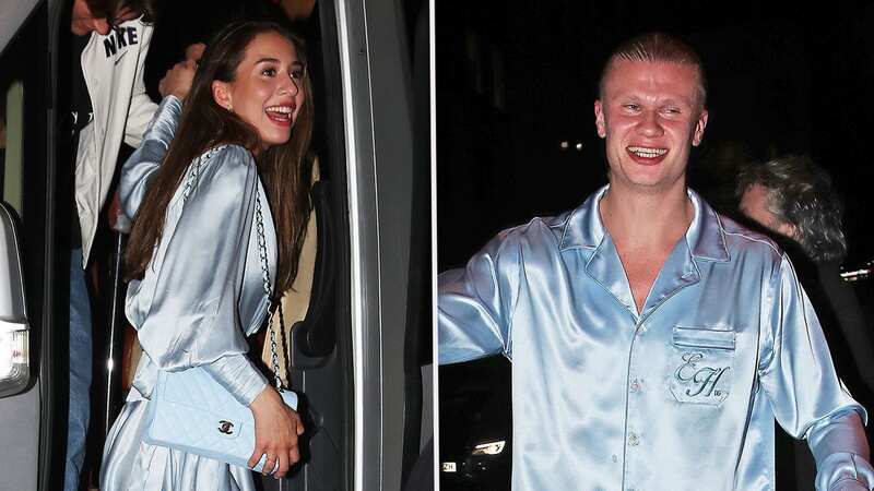 Haaland and girlfriend wear matching pyjamas at all-night Man City title party