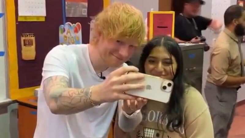 Ed Sheeran posed for pictures with fans (Image: Fox News/Hillsborough county Schools)
