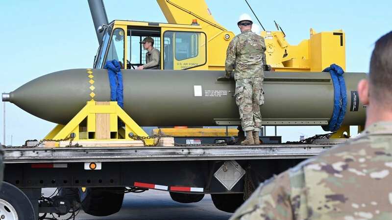 Images of the "Massive Ordnance Penetrator" were posted and then quickly taken down (Image: AP)